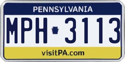 PA license plate MPH3113