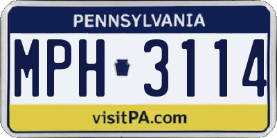 PA license plate MPH3114
