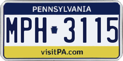 PA license plate MPH3115