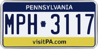 PA license plate MPH3117