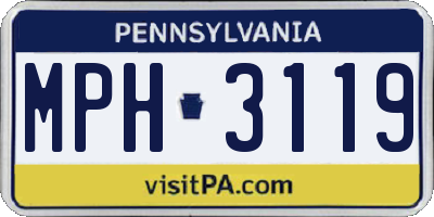 PA license plate MPH3119