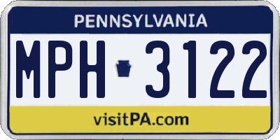 PA license plate MPH3122