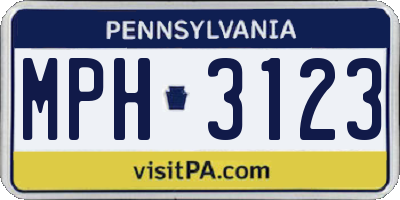 PA license plate MPH3123