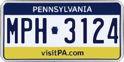 PA license plate MPH3124