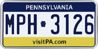 PA license plate MPH3126