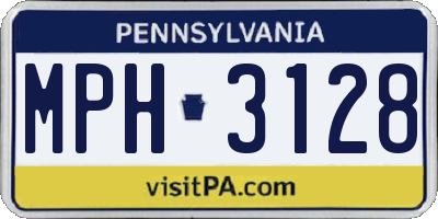 PA license plate MPH3128