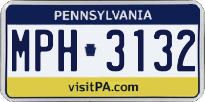 PA license plate MPH3132