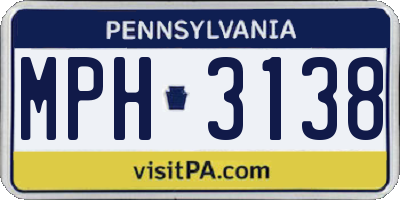 PA license plate MPH3138