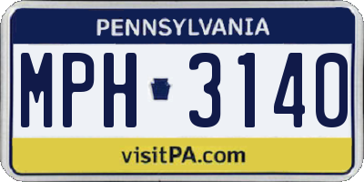 PA license plate MPH3140