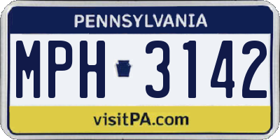 PA license plate MPH3142