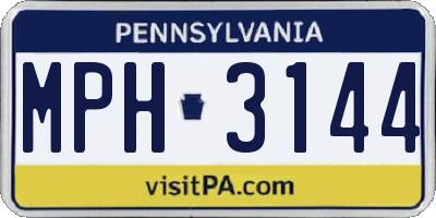 PA license plate MPH3144