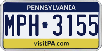 PA license plate MPH3155