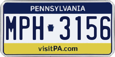 PA license plate MPH3156
