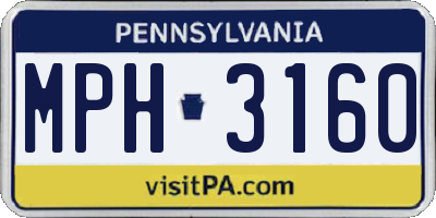 PA license plate MPH3160
