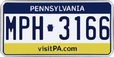 PA license plate MPH3166