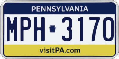 PA license plate MPH3170