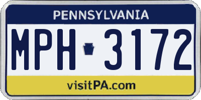 PA license plate MPH3172