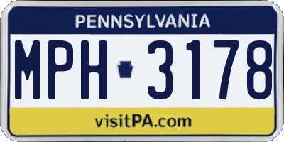 PA license plate MPH3178