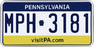 PA license plate MPH3181