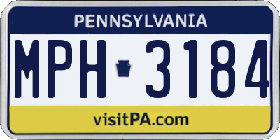 PA license plate MPH3184