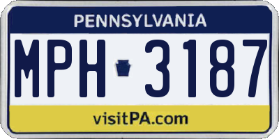PA license plate MPH3187