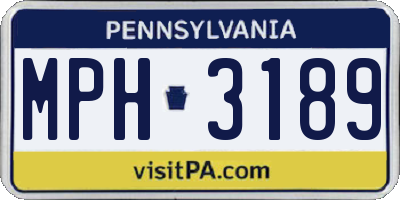 PA license plate MPH3189