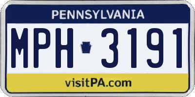 PA license plate MPH3191