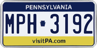 PA license plate MPH3192
