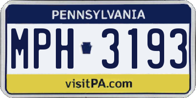 PA license plate MPH3193