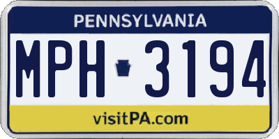 PA license plate MPH3194
