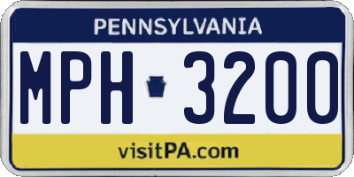 PA license plate MPH3200