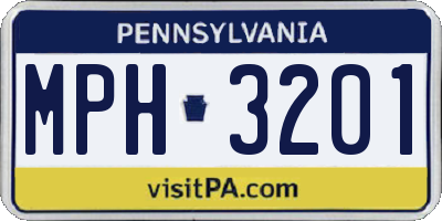 PA license plate MPH3201