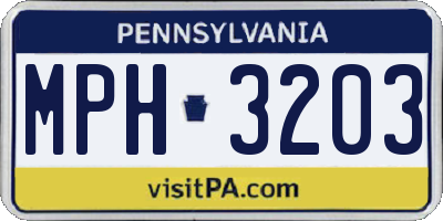 PA license plate MPH3203