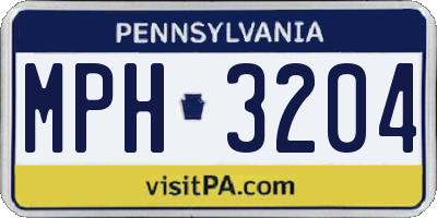 PA license plate MPH3204