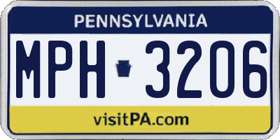 PA license plate MPH3206