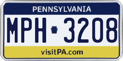 PA license plate MPH3208