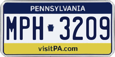 PA license plate MPH3209
