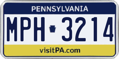 PA license plate MPH3214