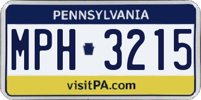 PA license plate MPH3215