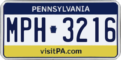 PA license plate MPH3216