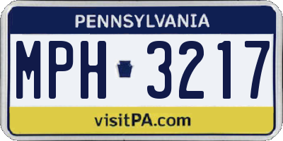 PA license plate MPH3217