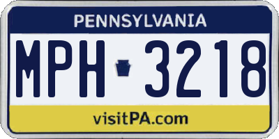 PA license plate MPH3218