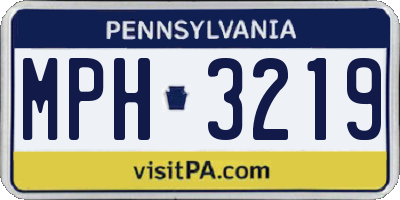 PA license plate MPH3219