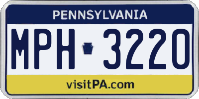 PA license plate MPH3220