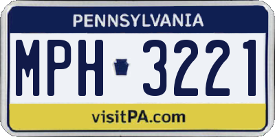 PA license plate MPH3221