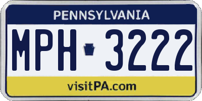 PA license plate MPH3222