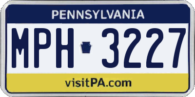 PA license plate MPH3227
