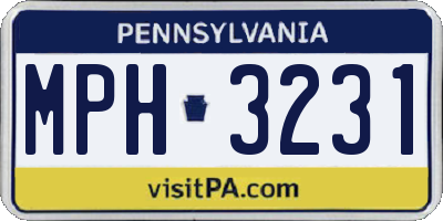 PA license plate MPH3231