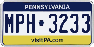 PA license plate MPH3233