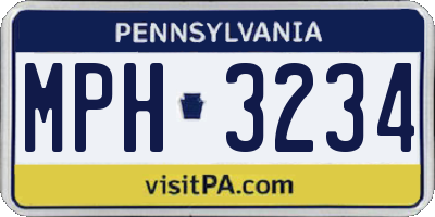 PA license plate MPH3234